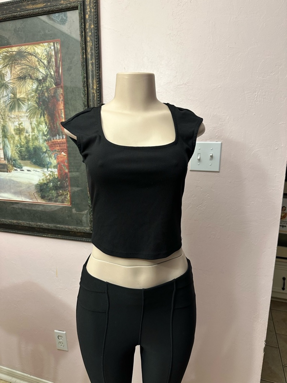 Workshop Republic Clothing Black Square Neck Crop Top